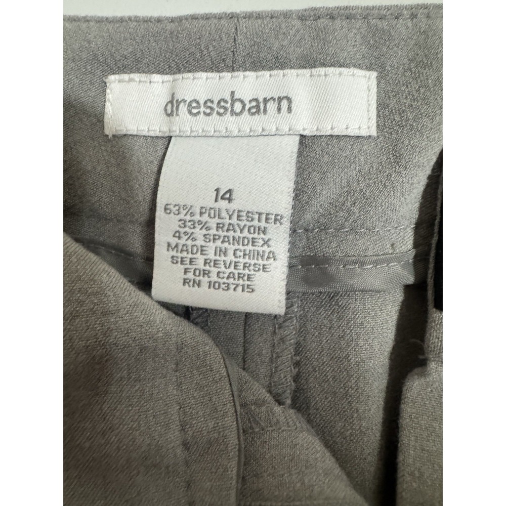 dressbarn Women's Gray Solid Dress Pants Stretch Flat Front Straight Leg 14 - Picture 4 of 6